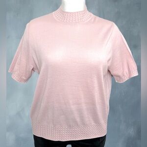 Aran Crafts XXL Short Sleeve Mock Neck Sweater Merino Wool Blend Made In Ireland